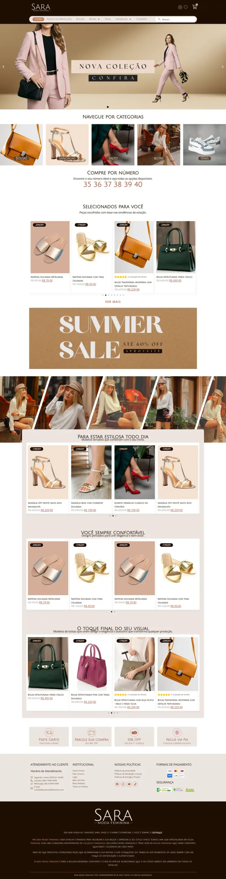 Demonstração de loja virtual de moda, em desenvolvimento